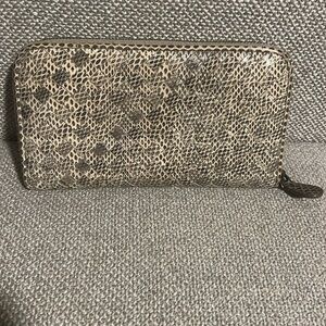 Bottega Veneta snake skin leather long wallet zippy Authentic